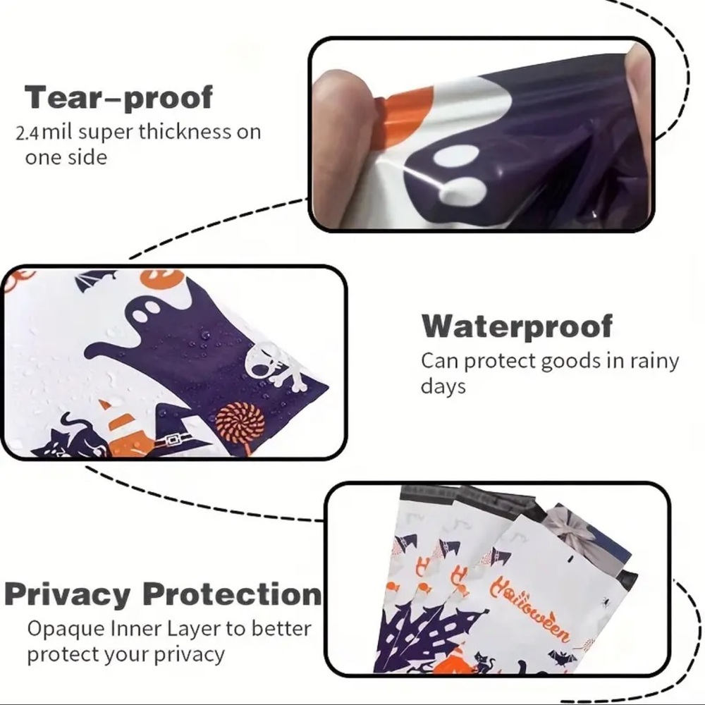10 Halloween poly mailers 10x13 - plus mystery thank you cards & stickers - Picture 3 of 5